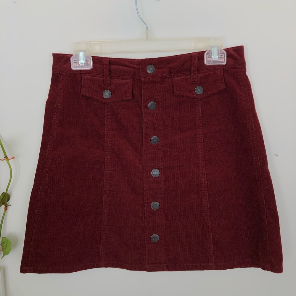 Corduroy burgundy red mini skirt